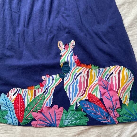 Mini Boden Colorful Zebra Appliqué Dress Size 11-12Y Girls Youth Cotton - Picture 3 of 6